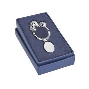 Llavero Pegaso con Colgante Circular de Cabeza de Caballo Plateada para Uso con Mosquetón - Product Image 3