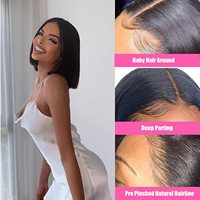 Perruque en cheveux humains HD Lace, 8-14 pouces, cheveux brésiliens vierges Remy, fermeture 4x4, perruques courtes bob transparentes pour femmes blondes à petite dentelle