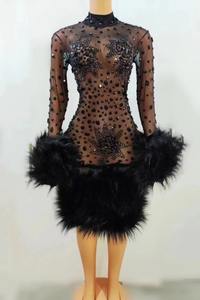Vestido Sexy con Pedrería para Cantante de Escenario, Ropa de Baile <span class=keywords><strong>Gogo</strong></span> para Club Nocturno, Body Elástico Multicolor, Disfraz de Drag Queen - Product Image 4