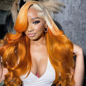 工厂定制12A级Ombre彩色巴西头发透明高清蕾丝前假发无胶时尚彩色人发假发 - Product Image 5