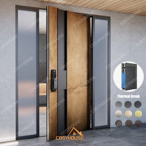 Puerta Principal Moderna de Aluminio Pivotante para Villa de Lujo con Cerradura Inteligente - Product Image 6