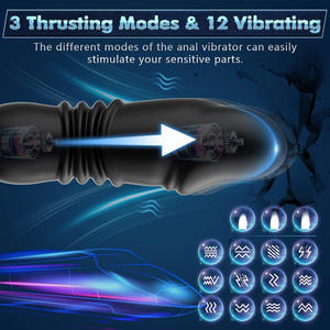 Fernbedienung 12 Vibrations- und 3 Stoßmodi Prostata-Massagegerät Stimulation Anal-Vibrator Butt Plug Männliches Sexspielzeug für Männer - Product Image 2