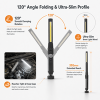 Lampe de travail rotative rechargeable magnétique à intensité variable 600LM Type-C USB pour atelier, entretien automobile, maison