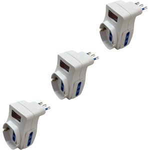 Ensemble d'adaptateurs triples Gloca, 3 prises, 10A 250V AC avec prise Schuko, blanc, fonction de sécurité - Product Image 1
