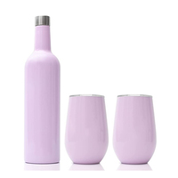 Refroidisseur liège cadeau promotionnel chaud 500ml 750ml bouteille de vin et 12oz gobelet à vin tasses en acier inoxydable bouteille de vin ensemble boîte-cadeau