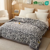Couverture en fourrure de lapin imprimé zèbre noir et blanc, douce et moelleuse, motif animalier, pour lit, canapé, textile d'hiver, vente en gros