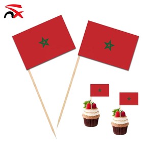 Palillos Decorativos para Comida con Bandera <span class=keywords><strong>de</strong></span> <span class=keywords><strong>Marruecos</strong></span> <span class=keywords><strong>de</strong></span> 3.5x2.5cm para Cócteles, Hamburguesas, Pasteles y Cupcakes, con Logotipo Personalizado - Product Image 1