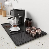 Tapis de drainage carré en silicone pour machine à café, sous-plat antidérapant et anti-humidité pour cuisine, bar, bols et assiettes