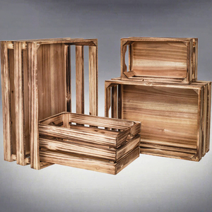 Cesti <span class=keywords><strong>in</strong></span> <span class=keywords><strong>Legno</strong></span> Moderni Rettangolari Grandi con Manico, Contenitori Salvaspazio Stile Rustico, Capacità 10-20L - Product Image 2