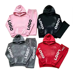 Washed Distressed High Street Hoodie Pure Cotton French Terry Men'S Casual Sweatpants Set Plus Size Mens Hoodie Sweatshirt - Product Image 1