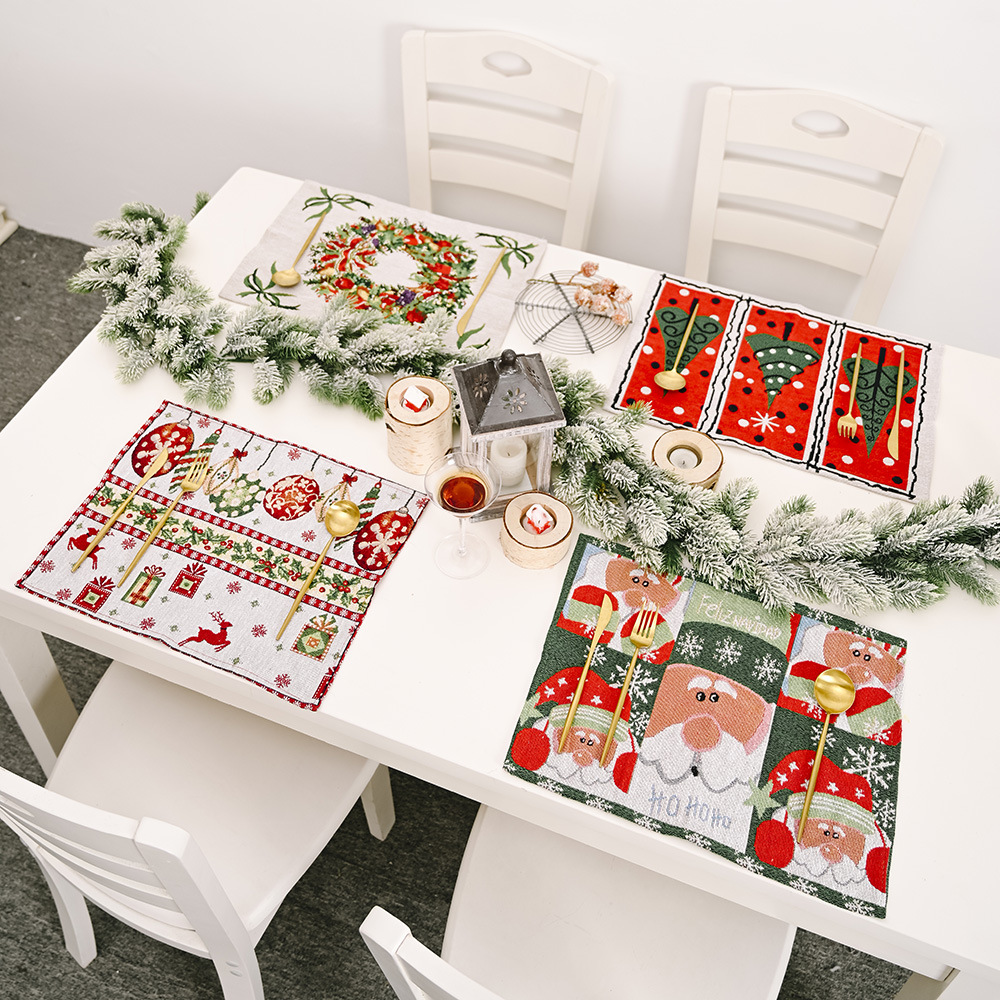 Mesa de mesa de estampado de santa algodón Mat de la mesa occidental Mesa de placemat Mesa decorativa Mesa de mesa de estampado de santa algodón Mat de la mesa occidental Mesa de placemat Mesa decorativa