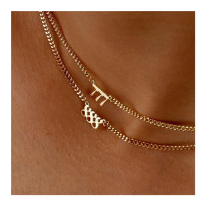 Cadena de bordillo Oro Plata Fecha de la suerte 444 Collar Número personalizado Año Collar Regalo del Día de la madre Ángel Número Collar - Product Image 1