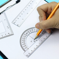 BECOL Fournitures Scolaires Règle Géométrique Transparente 20CM, Ensemble de 4 Pièces en Plastique de Bonne Qualité pour Étudiants, Kit d'Instruments Mathématiques