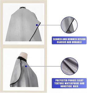 Mantelle Professionali Antistatiche per Barbiere con Logo Personalizzato, Mantella Grigia per Taglio Capelli con Collo in Silicone - Product Image 4