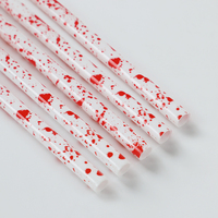Pailles réutilisables écologiques en plastique PP certifié LFGB, 10 mm de large, motif éclaboussures de sang, pour gobelets de 40 oz, accessoires de bar