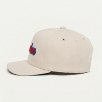 Gorra de Béisbol Bordada Estilo Vintage, Gorra Retro Color Crema, Letras Rojas y Azules, Gorras Deportivas Unisex Ajustables para Hombre