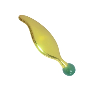 Rodillo de Jade para el Rostro con Mango de Aleación de Zinc en Forma de Hoja de Obsidiana Natural, para el Cuidado de la Piel y Anti-Hinchazón de Ojos - Product Image 4