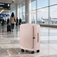 Valise à roulettes rigide à ouverture frontale avec port USB, élégante et luxueuse, personnalisable (OEM) pour voyages