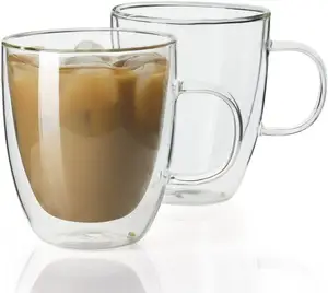 Espresso Coppe Girato Vetro tazza di Caffè, Doppia Parete Coibentata Tazze di Vetro con la Maniglia, di tutti i giorni Occhiali Da Caffè Tazze Perfetto per il Caffè