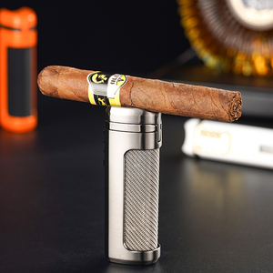 Encendedor de Cigarros para Hombre con <span class=keywords><strong>Triple</strong></span> Llama Azul, Soporte Lateral de Malla de Acero Inoxidable Único y Ventana Visible de Combustible - Product Image 4