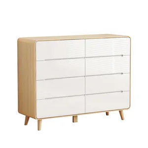 Armoire pour enfants la moins chère buffet de chevet en bois peu profond avec tiroirs couleur blanc moderne en chine