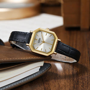 นาฬิกาควอทซ์สายหนังแท้ขนาดเล็กอินเทรนด์กันน้ำมีสไตล์ย้อนยุคหน้าปัดเหลี่ยมเล็กทันสมัย - Product Image 1