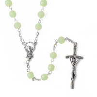 Collier chapelet en plastique vert de haute qualité 6 mm, accessoire religieux triangle Vierge Marie, pendentif croix de Jésus, cadeaux de mode