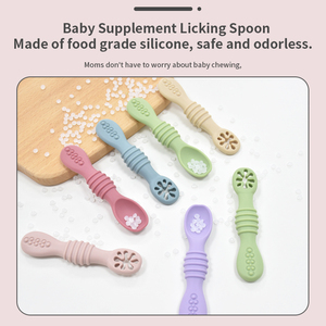 Cuchara de silicona para alimentación de bebés, utensilio de entrenamiento con punta suave de grado alimenticio sin BPA para niños mayores de 6 meses, para la primera etapa del destete guiado por el bebé - Product Image 3