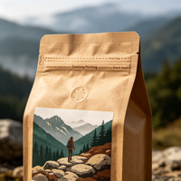Sac à café à fond plat, scellé sur huit côtés, imprimé en héliogravure, résistant à l'humidité, de qualité alimentaire, prix d'usine