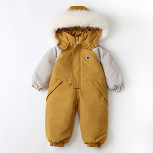 Unisex 1-3T Peuter Skikleding Jumpsuit Winterjas Hoodie Uit Één Stuk Rits Sluiting Effen Casual Rompertjes Sneeuwpak Groothandel - Product Image 5