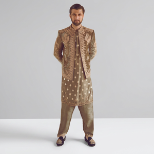 2022 New Heavy Embroidery Indowestern Dress with XL Size <b>Pants</b> on Velvet & Silk Fabric Men's Suits & Blazer>Men's Suits - Product Image 3