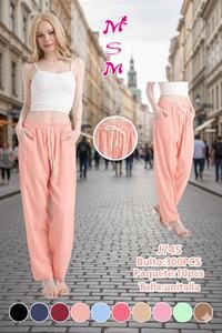 Pantaloni Harem da Donna J745 in Maglia a Vita Media, Vestibilità Ampia, Traspiranti, Tinta Unita, con Coulisse, Casual Estivi - Product Image 3