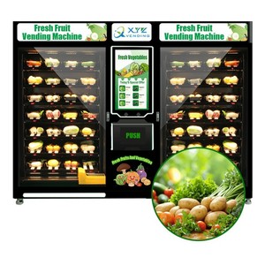 Two Cabinet 32 Inch Touch Screen Fresh Food Salad Fruit Vegetables Digital Outdoor Automatic Vending <b>Machine</b> for Hospital - Product Image 1
