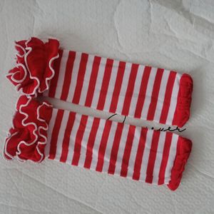 Q31047 Calcetines hasta la rodilla a rayas para niños pequeños Rayas navideñas Calentadores de piernas para bebés Volantes Calentadores para niñas recién nacidas - Product Image 6