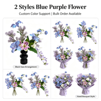 Composition florale artificielle esthétique pour la maison : Lys bleu-violet en fleurs, feuillage floral tombant, accent pour vase, décoration de table
