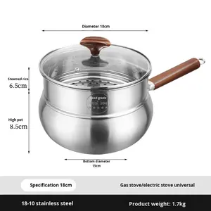 <span class=keywords><strong>Casserole</strong></span> en acier inoxydable 316 avec couvercle en verre, wok antiadhésif compatible <span class=keywords><strong>induction</strong></span> et gaz, poêle à frire - Product Image 6