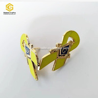 Épinglette de revers maçonnique avec symbole de compas carré et ruban rose de sensibilisation au cancer du sein