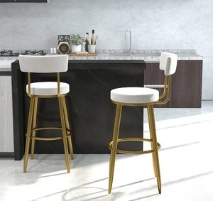 Muebles de Bar modernos nórdicos, taburete alto de desayuno de terciopelo <span class=keywords><strong>con</strong></span> reposapiés <span class=keywords><strong>para</strong></span> cocina, Bar, Pub, mostrador, cafetería, sillas de cocina baratas - Product Image 4
