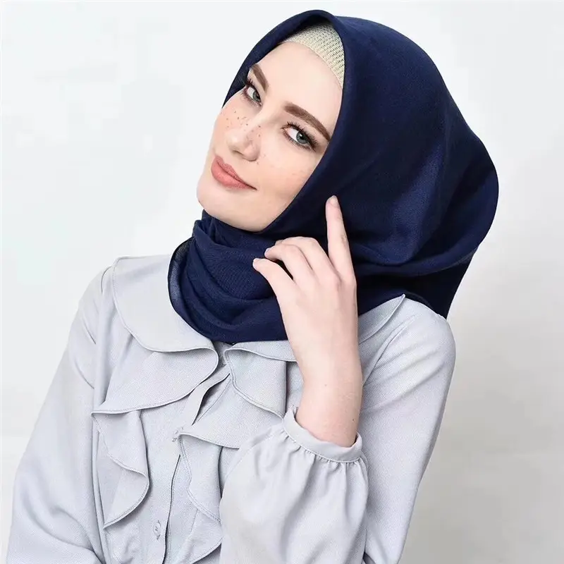 Groothandel Hot Koop Turkse Moslim Chiffon <span class=keywords><strong>Voile</strong></span> Effen Kleur Vierkante Sjaal Vrouwen Hijab Sjaal