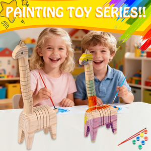 Nhà Máy Bán Buôn Nghệ Thuật Deco Thân Thiện Với Môi Trong Nhà Quà Tặng Khuyến Mãi Handmade Con Hươu Cao Cổ Đồ Chơi Tinh Tế Thủ Công Khắc Gỗ Động Vật - Product Image 3