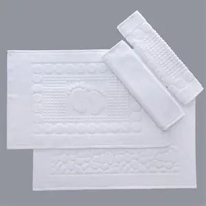 Logo personalizzato antiscivolo 100% cotone bianco colore 50x80 tappetino da bagno per Hotel e spa