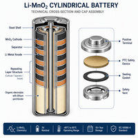 بطارية BEVIGOR 2/3A CR123A 3V 1500mAh ليثيوم-منغنيز أسطوانية للمقاييس والأجهزة الأمنية والطبية وأجهزة التتبع المنزلية والساعات والإلكترونيات