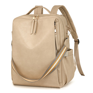 Bellmont Women's Retro Style Double <b>Shoulder</b> Travel Backpack Luxury PU Multi-Functional Zipper Two <b>Straps</b> Wholesale Designer Bag - Product Image 3