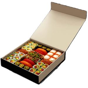 ถาดใส่อาหารและที่แบ่งช่องใส่กล่องกระดาษกล่องขนมกระดาษคราฟท์ชิป<span class=keywords><strong>ปลา</strong></span>กล่องคุกกี้ช็อคโกแลตผลไม้ซูชิ - Product Image 1