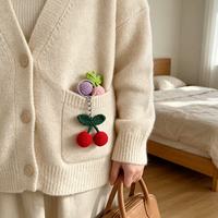 J.M. Fashion handgemaakte gehaakte kersen sleutelhanger Boho gebreide melk katoenen fruit tas hanger ornament cadeau voor vrouwen