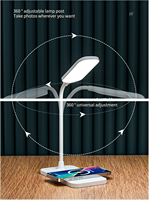 Chargeur sans fil rapide 15W, lampes de bureau LED, lampe de table, veilleuse pour la maison, 3 modes d'éclairage