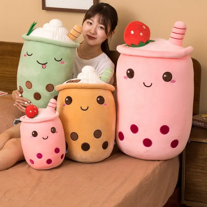 New Design Boba tea Hugging pillow gift for kids different sizes lovely Ice cream boba bubble tea plush toys