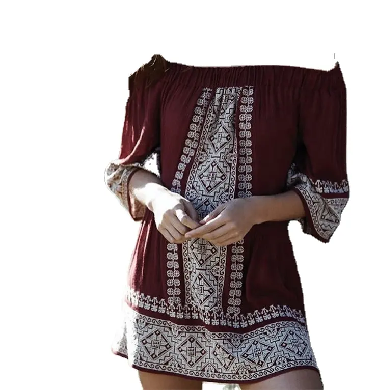 Женское платье с вышивкой в богемном стиле, летняя винтажная мини-юбка с открытыми плечами, Женская шикарная Сексуальная Праздничная пляжная одежда