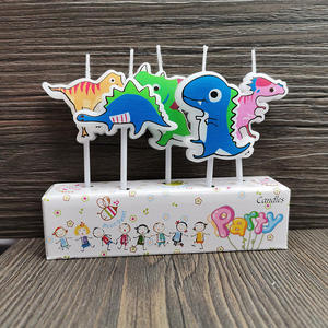 Nouvelles bougies créatives en forme de dinosaure de dessin animé, 5 bougies en forme de flamme, mignonnes, petites, colorées, pour gâteaux - Product Image 5