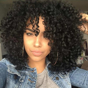 <span class=keywords><strong>Parrucca</strong></span> riccia <span class=keywords><strong>Afro</strong></span> crespo <span class=keywords><strong>bionda</strong></span> con frangia parrucche sintetiche corte per le donne nere Ombre marrone Glueless Cosplay capelli resistenti al calore - Product Image 5